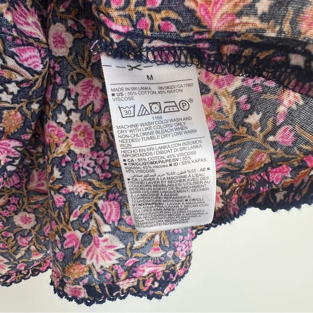 New Old Navy Square Neck Babydoll Top Puff Sleeve Floral CottageCore Peasant MD